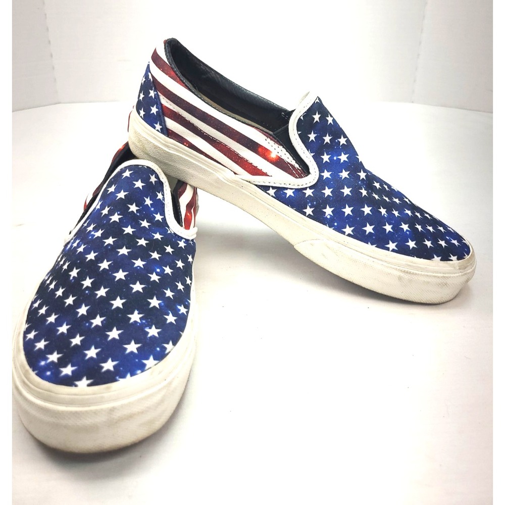 Vans American Flag Slip On Shoes Mens 6 Womens 7.5 Patriotic America's 250th